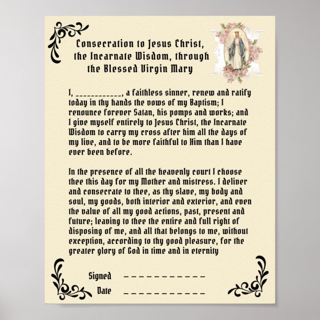 Poster Prière de consécration catholique à Jésus Vierge M (Devant)