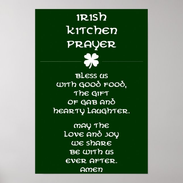 Poster Prière de cuisine irlandaise (Devant)