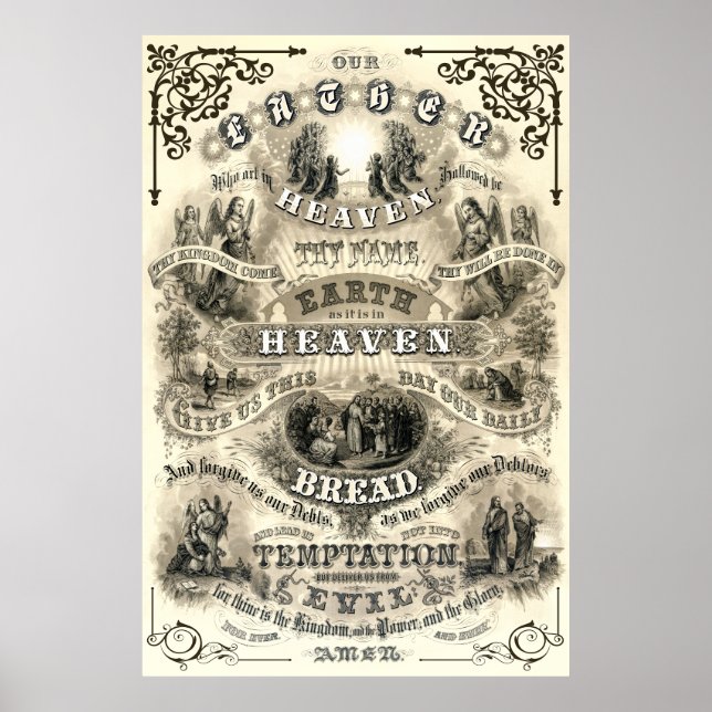Poster PRIÈRE DE L'Éternel comme enseigné par Jésus 1876 (Devant)