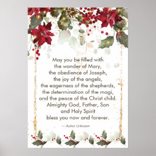 Poster Prière de Noël Poinsettia Holly