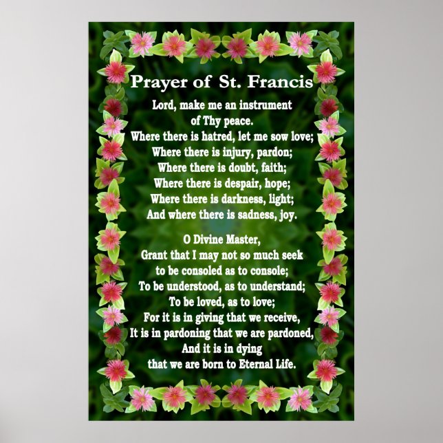 Poster Prière de saint François avec cadre de glace (Devant)