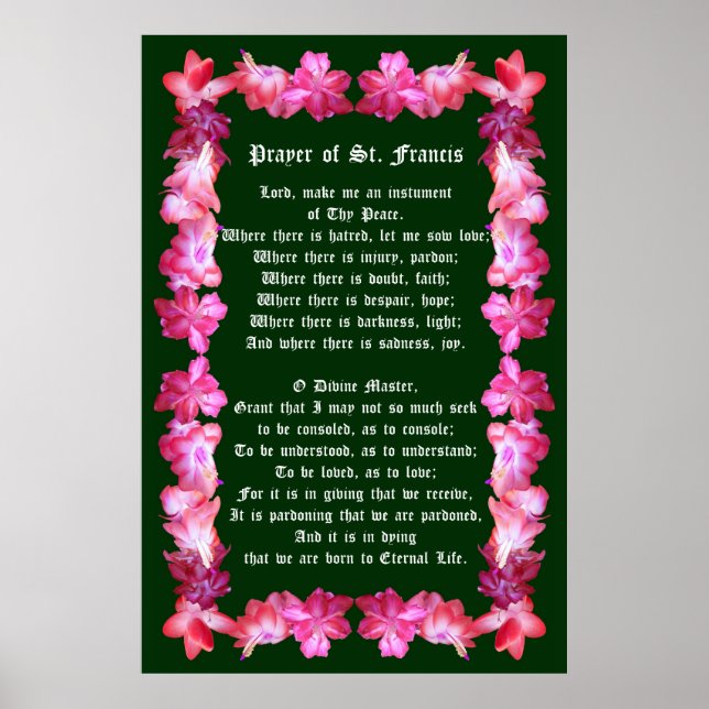 Poster Prière de Saint François avec la frontière des cac (Devant)