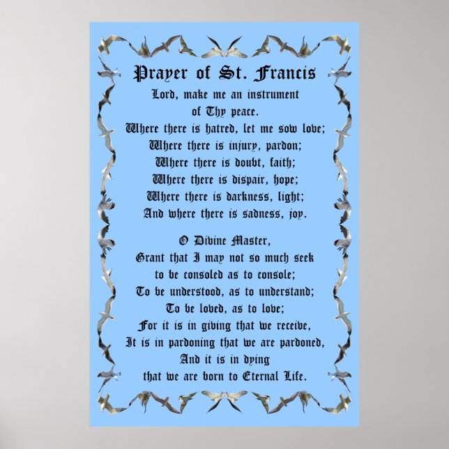Poster Prière de Saint François en volant la frontière de (Devant)