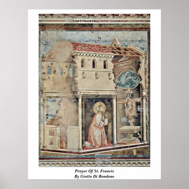 Poster Prière De Saint François Par Giotto Di Bondone (Devant)