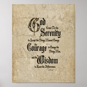 Poster Prière de sérénité : Calligraphie, antiquité,