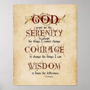 Poster Prière de sérénité : Calligraphie Prière inspirant