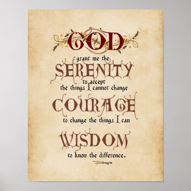 Poster Prière de sérénité : Calligraphie Prière inspirant (Devant)