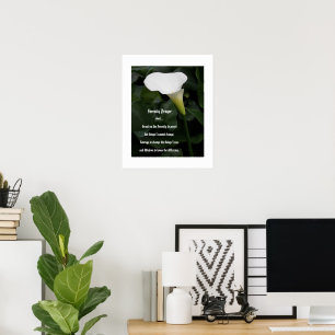 Poster Prière de sérénité Fleur de lys calla blanche