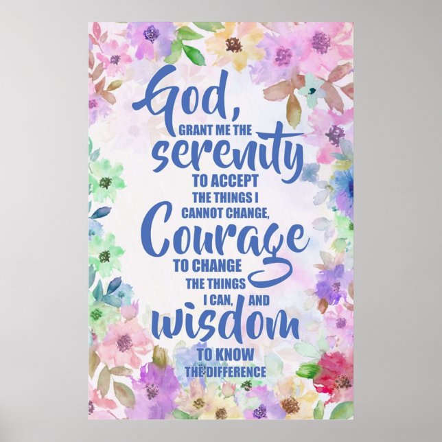 Poster Prière de sérénité Poésie florale (Devant)