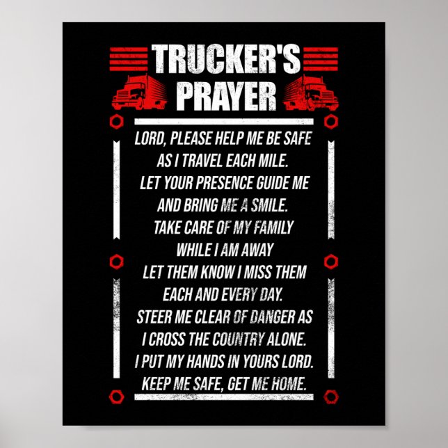 Poster Prière du camionneur Conducteur de camion (Devant)