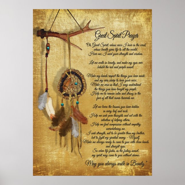 Poster Prière du grand esprit amérindien (Devant)