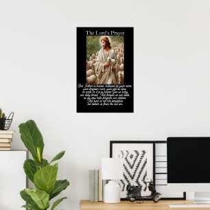 Poster Prière du Seigneur Bon Pasteur Troupeau Œuvre d'Ar