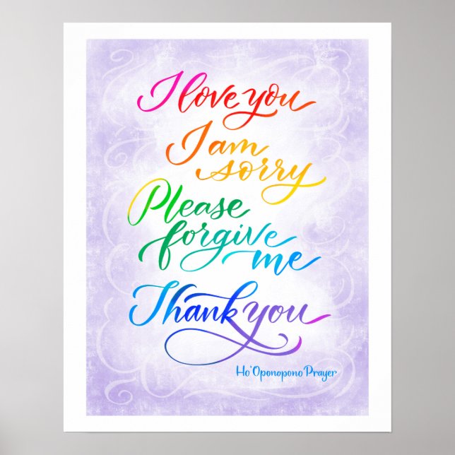 Poster Prière Hawaïenne Ho' Oponopono (Devant)