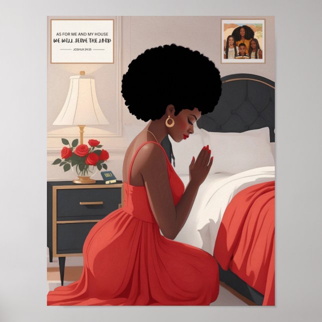 Poster Prière Mère 11" X 14" Rouge-Orange Riche Impressio (Devant)