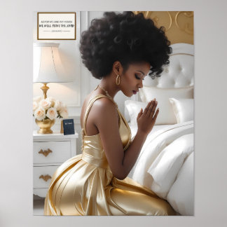 Poster Prière Mère Elegant Gold & White print