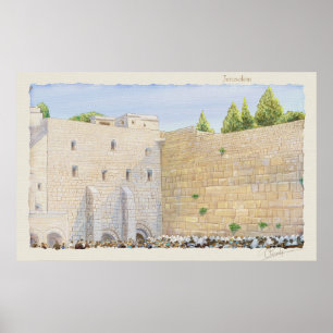 Poster Prière, Mur Occidental KOTEL Jérusalem Vieille Vil