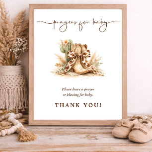 Poster Prière pour bébé pour Baby Shower Coquette Western