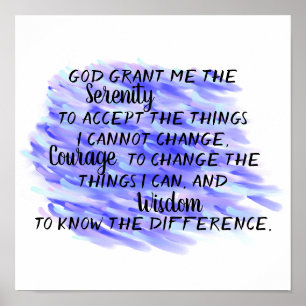 Poster Prière Sérénité Aquarelle bleu abstraite design