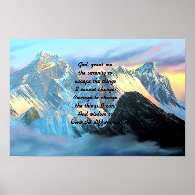 Poster Prière Sérénité Avec Vue Panoramique Mont Everest (Devant)
