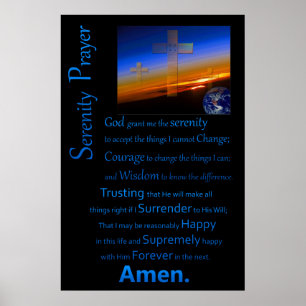 Poster Prière Sérénité En Bleu De L'Espace
