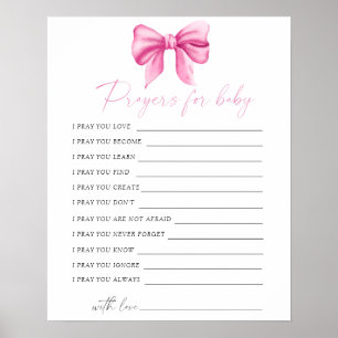 Poster Prières baby shower arc rose pour bébé