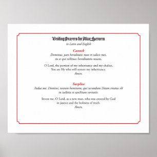 Poster Prières d'essai pour serveurs autel (Cassock)