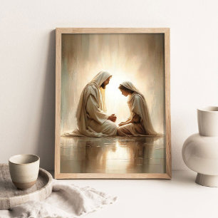 Poster Prières divines, Art chrétien, Jésus et fille, Ima