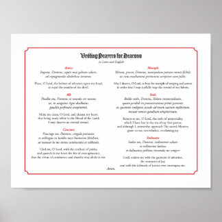 Poster Prières pour les diacres en latin et en anglais