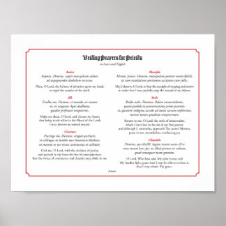 Poster Prières pour les prêtres en latin et en anglais