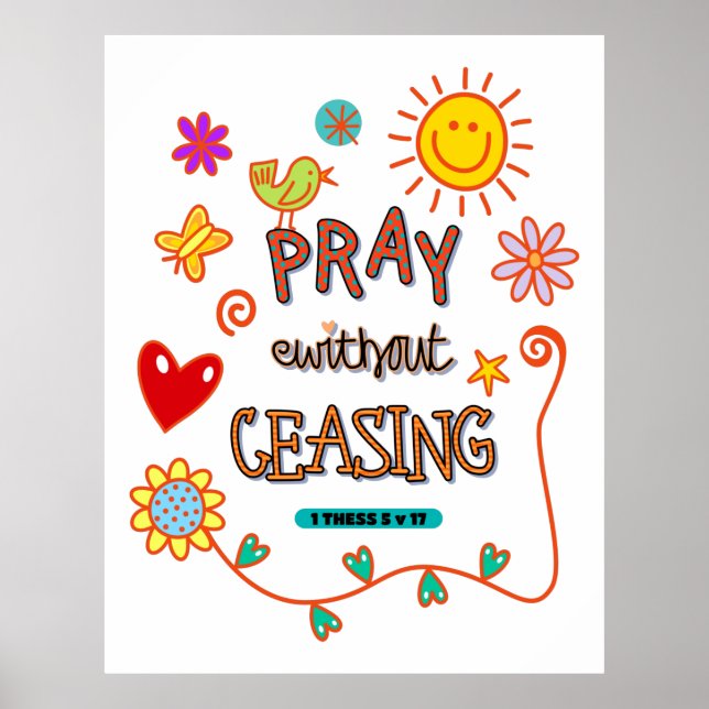 Poster Priez Sans Cesser Bible Verse Art (Devant)