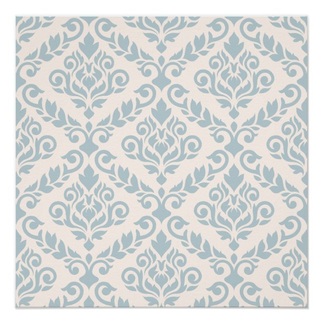 Poster Prima Damask Big Ptn Blue sur crème (Devant)