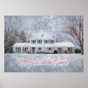 Poster Primitive Winter Snow Country Rustic Open House