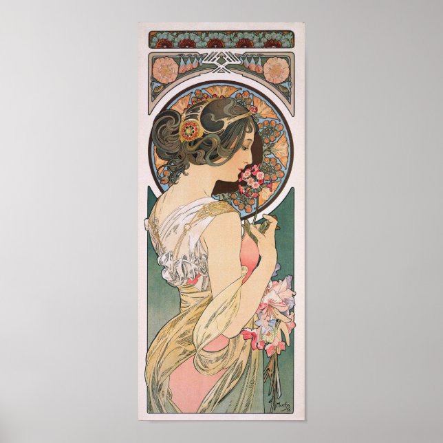 Poster Primrose - par Alphonse Mucha - Art Nouveau Vintag (Devant)