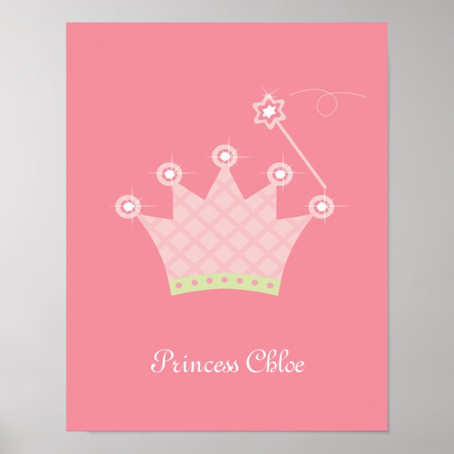 Poster Princess Crown Personnalisé Kids Wall Art (Devant)