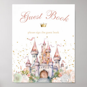 Poster Princess Girl Gold Royal Castle Guest Book Display