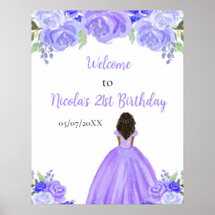 Poster Princesse à peau foncée Bienvenue d'anniversaire f