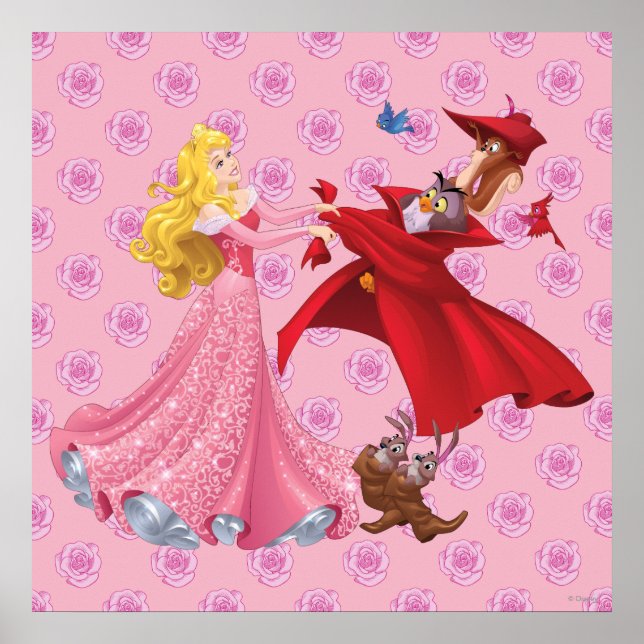 Poster Princesse Aurora et Animaux forestiers (Devant)