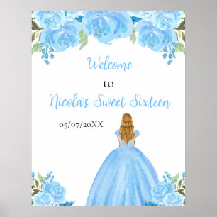 Poster Princesse aux Cheveux Blonds Bleu Bienvenue Sweet 