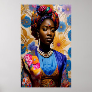 Poster Princesse avec foulard à tête florale