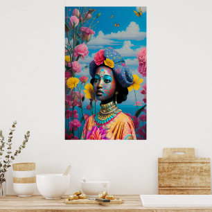 Poster Princesse avec peinture colorée au visage