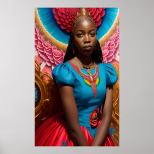 Poster Princesse avec robe rose et bleue