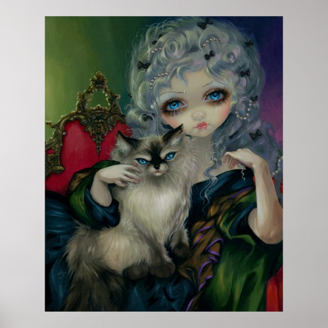 Poster Princesse avec un chat Ragdoll ART IMPRIMER rococo (Devant)