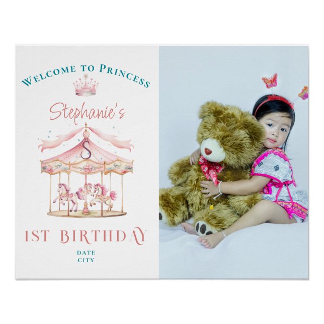 Poster Princesse Carousel Magique 1er anniversaire Bienve (Devant)