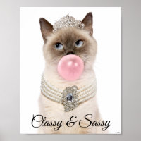 Princesse Chat soufflant de bulle gomme