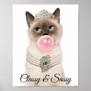 Poster Princesse Chat soufflant de bulle gomme