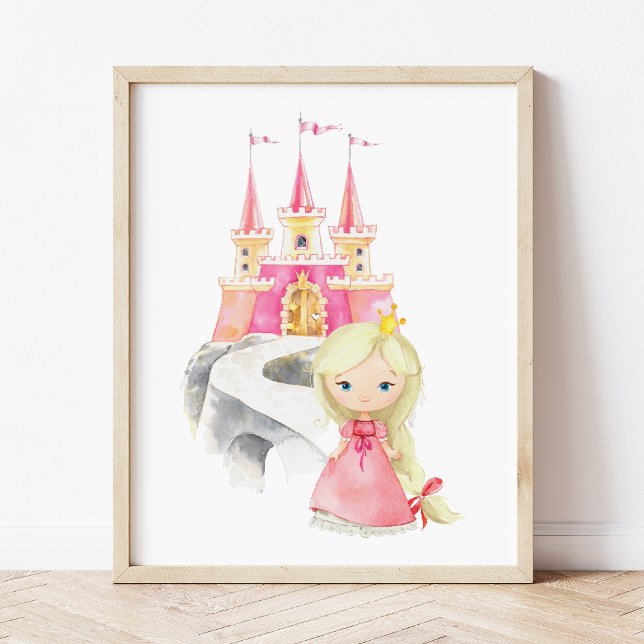 Poster Princesse, Cheveux Blonds, Château, Couronne, Cham (Créateur téléchargé)