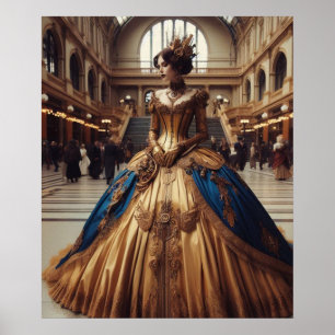 Poster Princesse dorée Steampunk Victorien Industriel