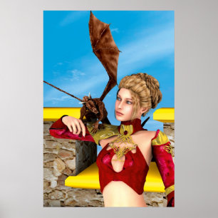 Poster Princesse Dragon Fantastique Art Numérique