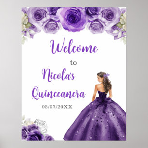 Poster Princesse en Robe violette foncée Quinceanera Bien