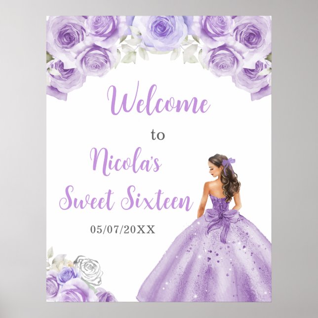 Poster Princesse en Sweet sixteen violet Bienvenue (Devant)